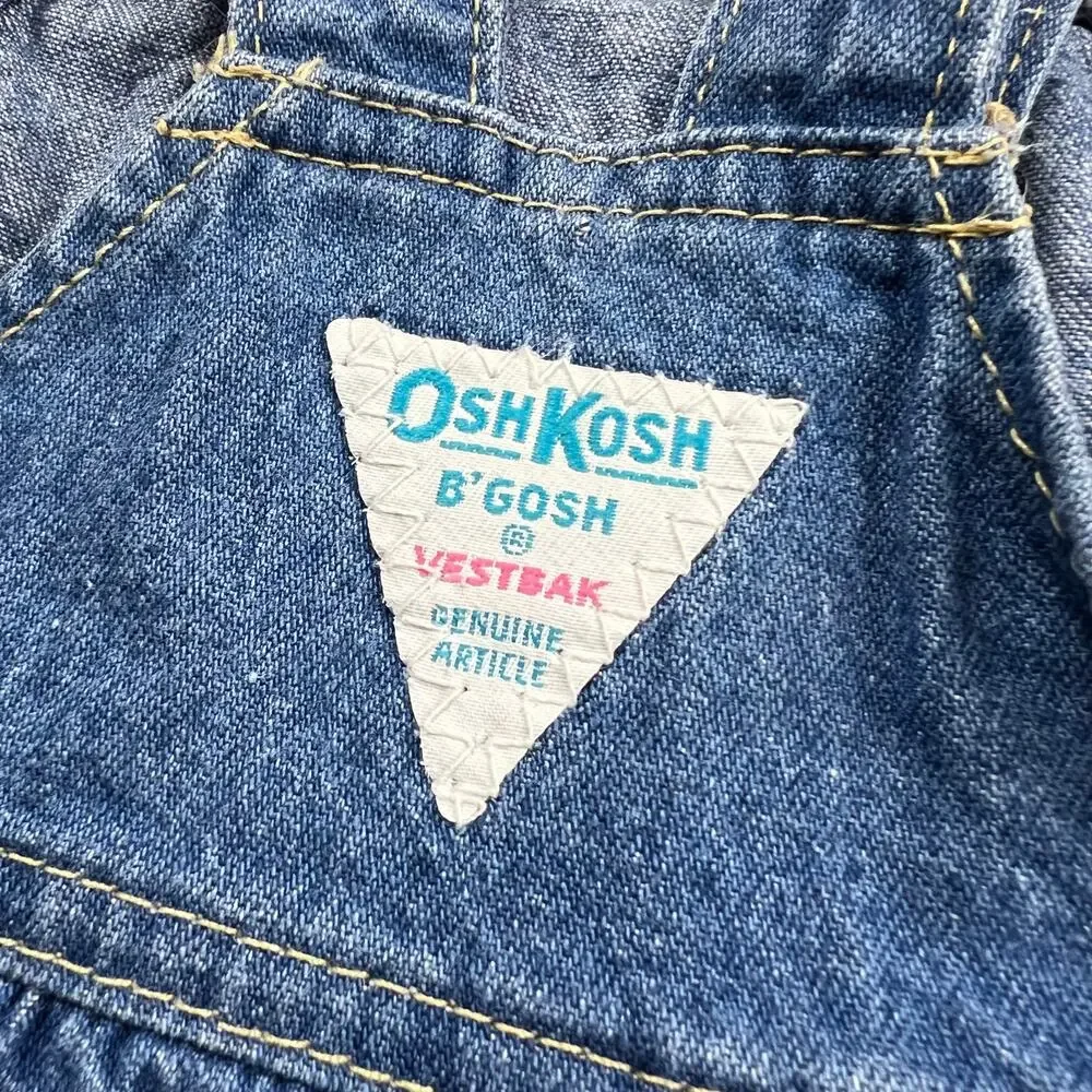 Oshkosh B’gosh Vintage Vestbak Girls Overalls Denim Jean Dress size 12 months